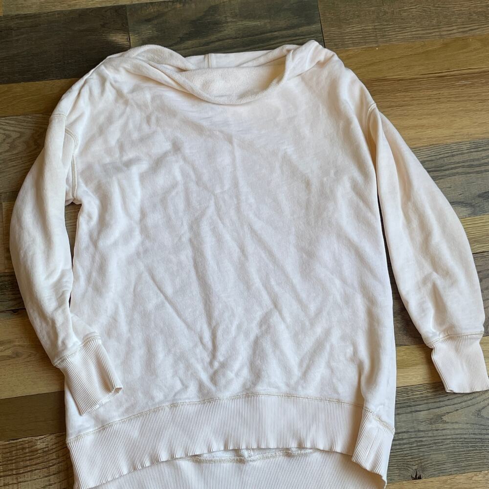 Pilcro Anthropologie Womens Small Barely Pink Cotton Pullover Hoodie Sweatshirt